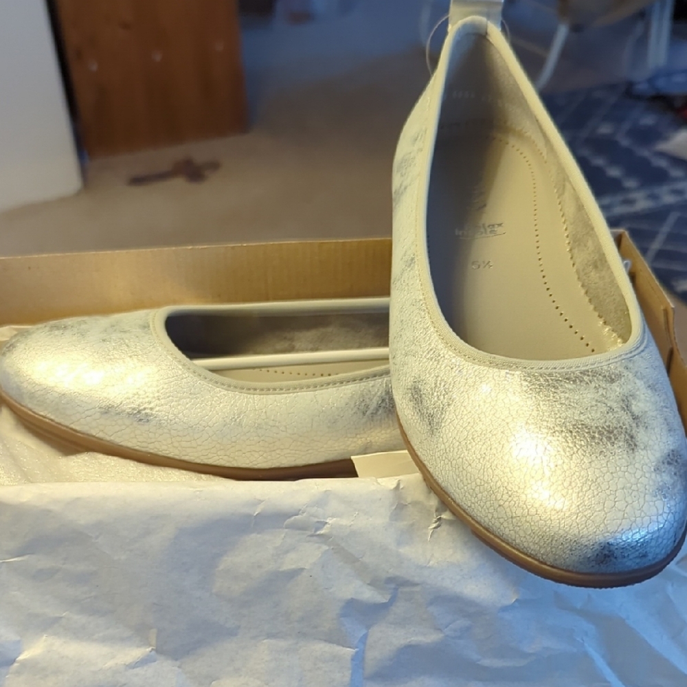 Chic Silver Women's Flats With Cushy Sole
